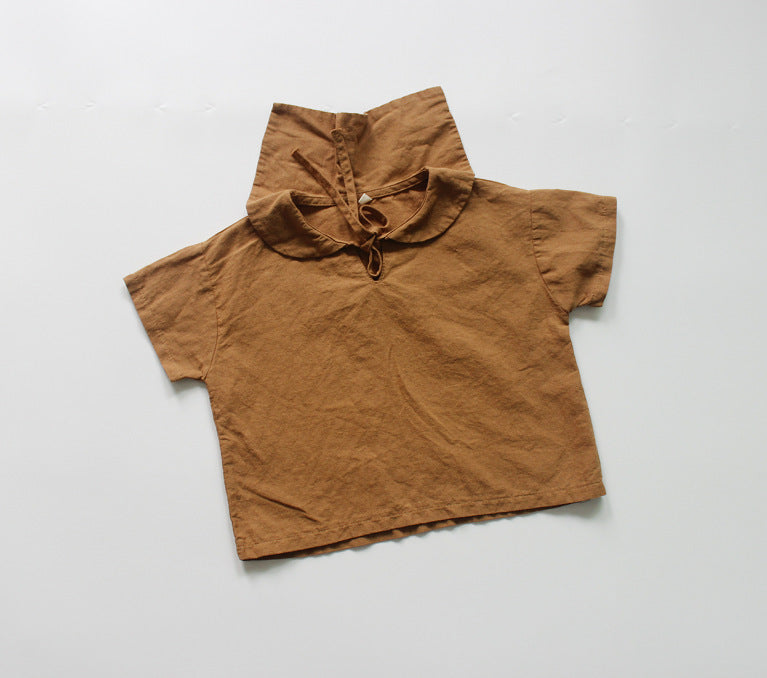 Shirt Korean Style Solid Color Polo Collar Fresh Children's T-shirt