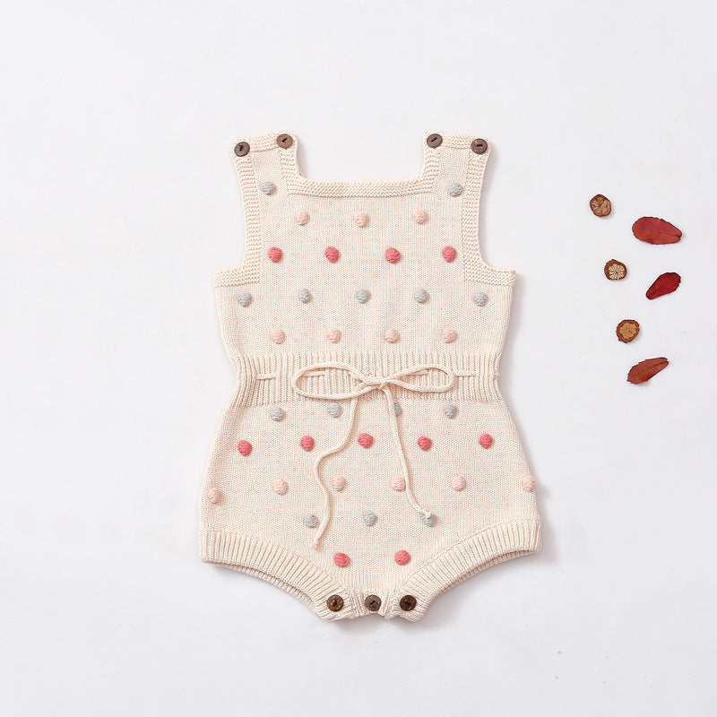 Autumn Fur Ball Infant Knitted Wool Jumpsuit, Climbing Suit