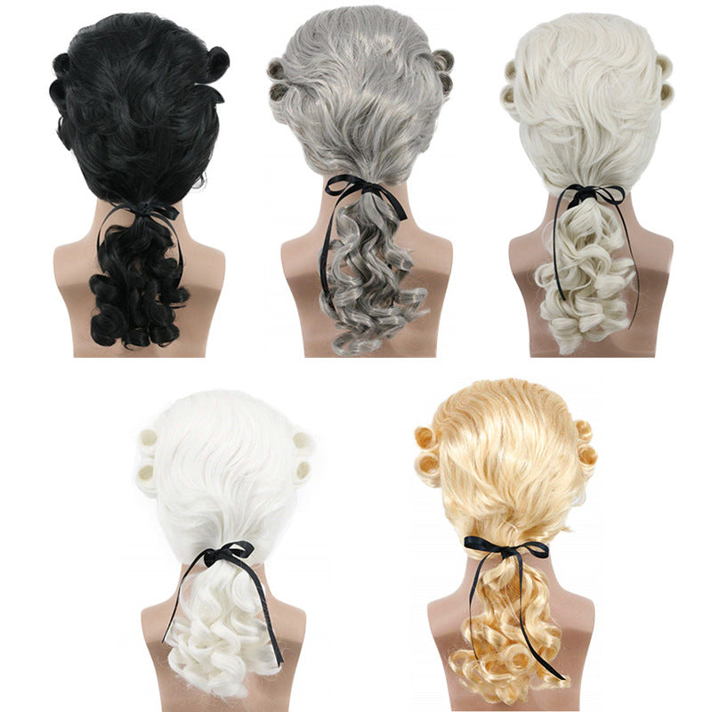 Masquerade Male Baroque Colonial Fiber Synthetic Real Hair Wig