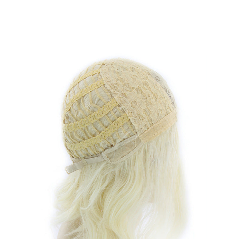 Women's Mid-length Light Gold Synthetic Wigs Wig Long Curls