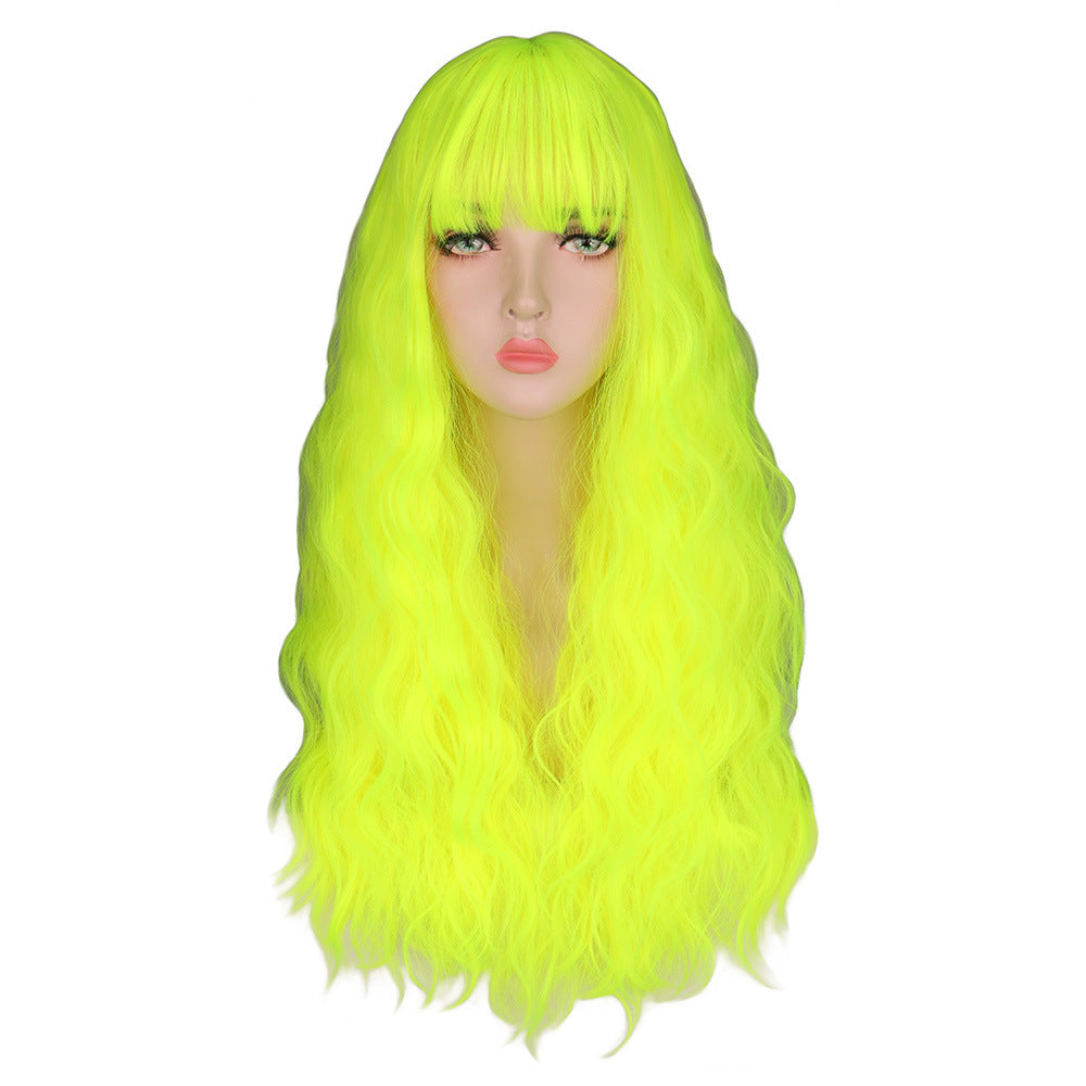 Women's Hair Cover Temperament Small Curls Cute Instant Noodle Corn Long Straight Wig