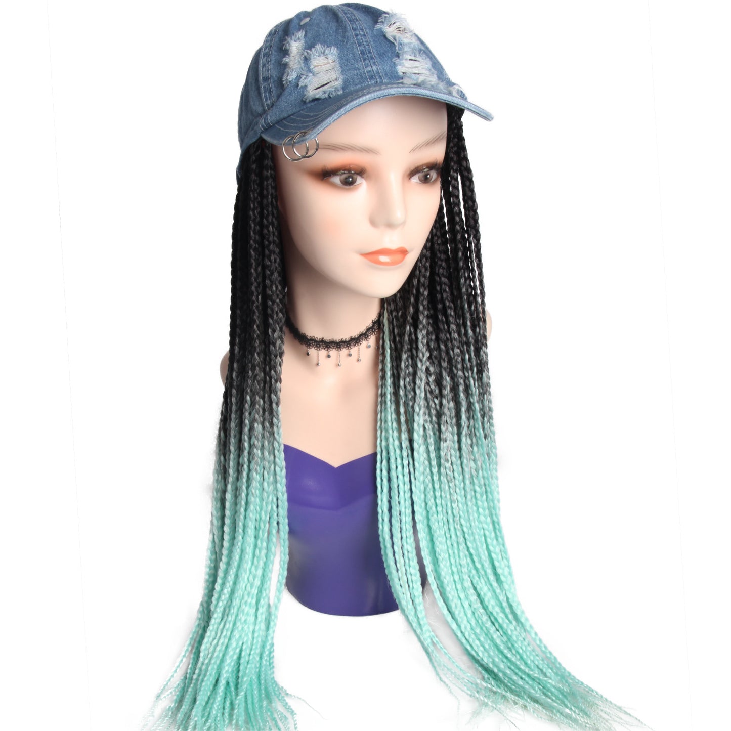 Headwear Peaked Cap One Color Three-strand Braid Real Hair Wig