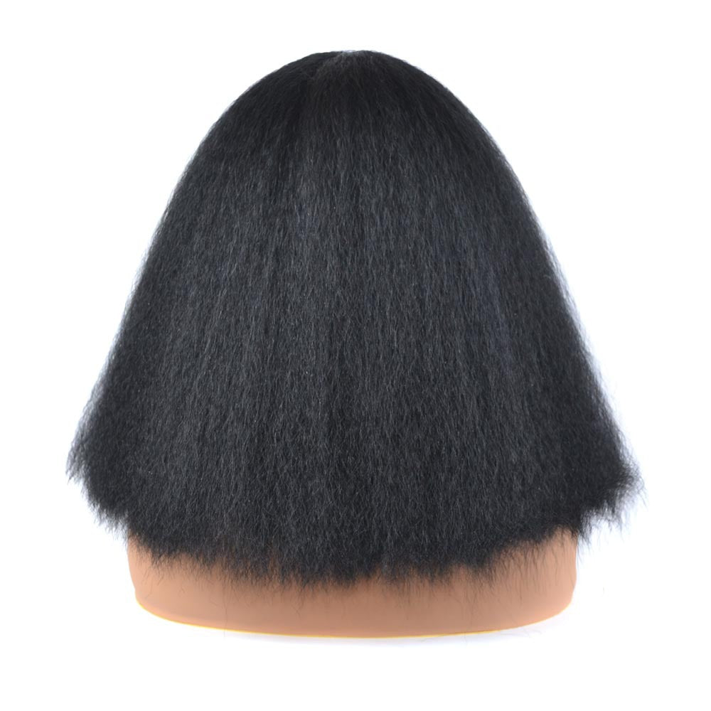 Large Grain Afro Two Sides Straight Head Wig Short Curly Hair