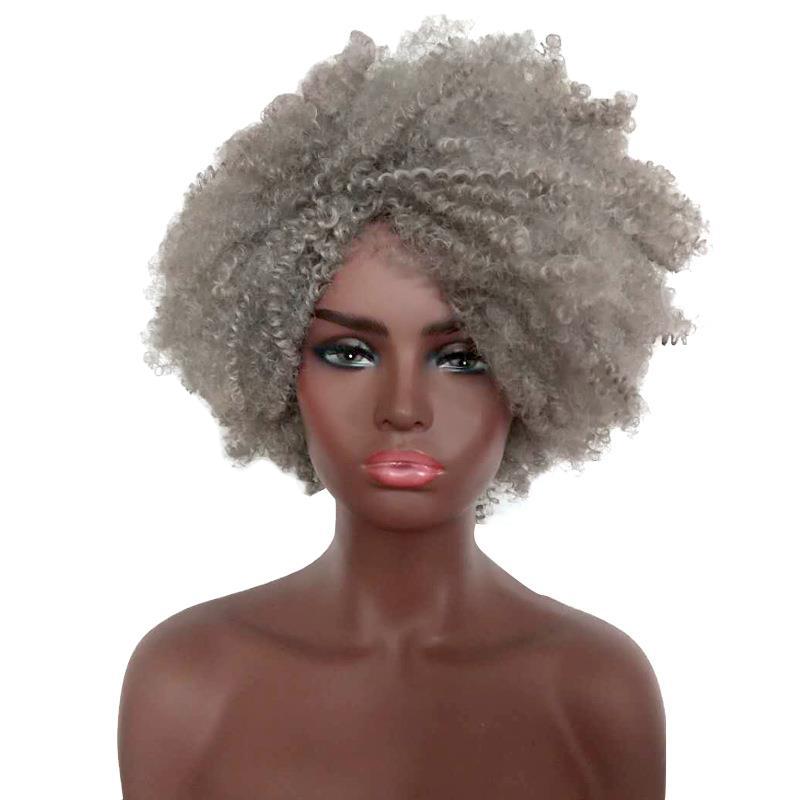 Women's African Wigs With Small Sier White Wig Short Curly Hair