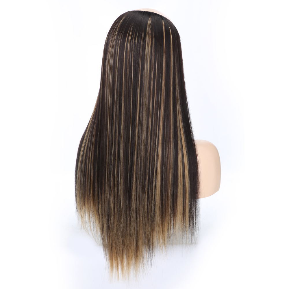 Matte Realistic Head Cover Type Seamless Long Straight Wig