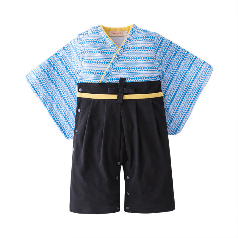 Children's Clothing Long-sleeved Kimono Jumpsuit Bow Romper Jumpsuit, Climbing Suit