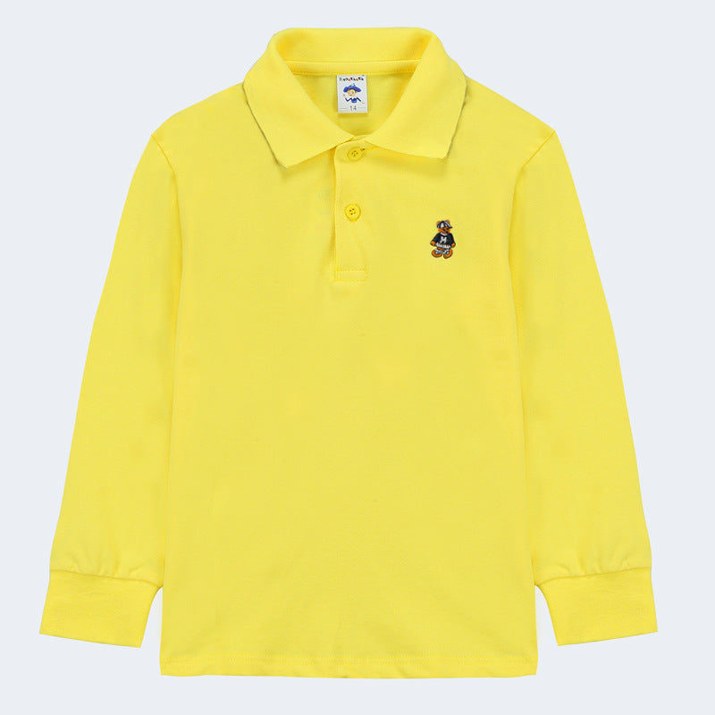 Children's Solid Color Shirt Pure Cotton Primary School Business Attire Uniform Children's T-shirt