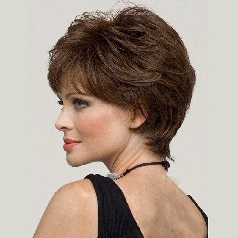 Women's Fashion Curly Micro Volume Sheath Wig Short Straight Hair