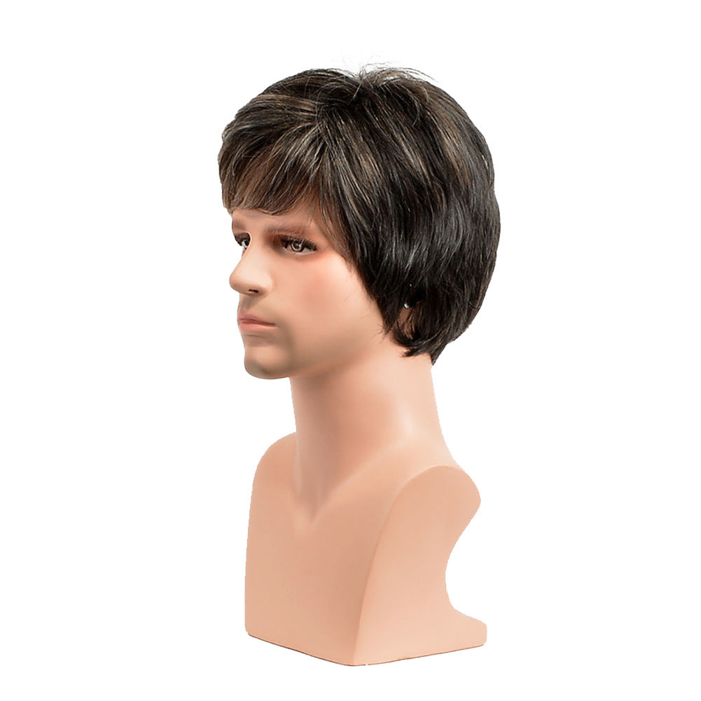 Men's Side Bangs Short Hair Synthetic Wigs Men's Wig