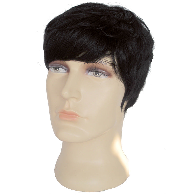 Men's Sheath Korean Style Head Cover Human Real Hair Wig