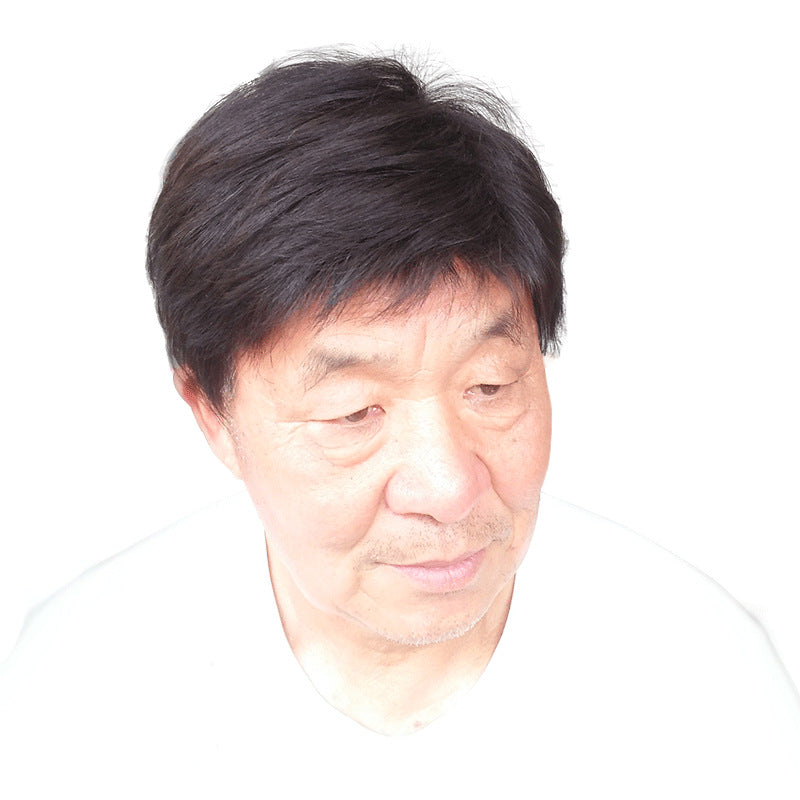 Men's Short Hair Headgear Human Real Head Cover Boys Men's Wig