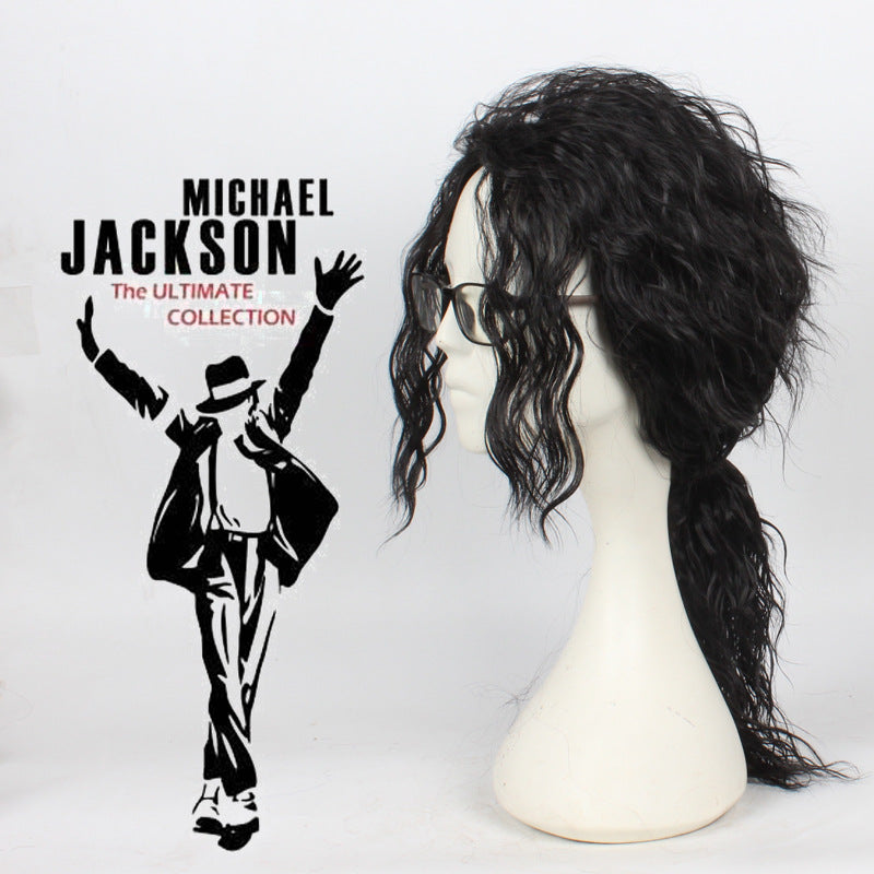 Black Fashion Handsome African Medium Long Curly Hair Cos Wig