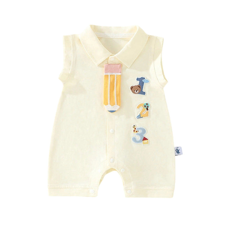 Summer Tie Digital Bear Jumpsuit Born Clothes Cute Jumpsuit, Climbing Suit