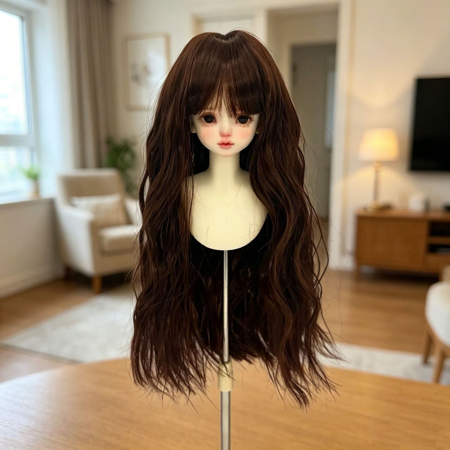 Doll Mid-length Curly Wave Water Ripple Points Chemical Wig Long Curls
