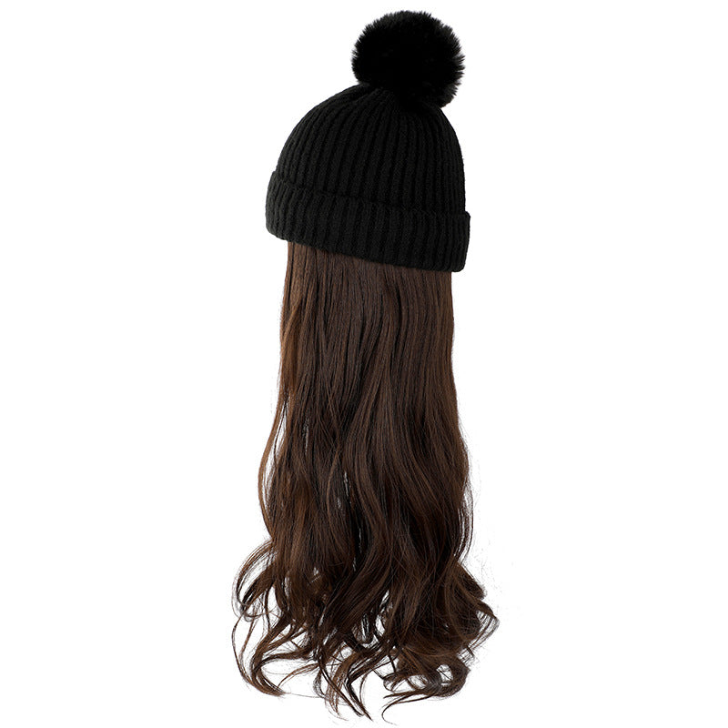 Hat Curly Hair Removable Fashion Woolen Natural Wig Long Curls