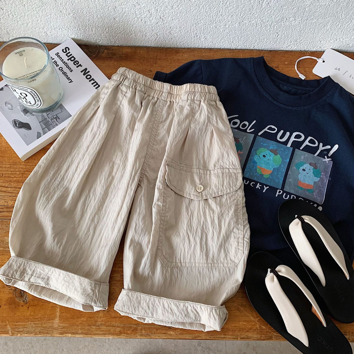 Children's Middle Summer Solid Color Thin Casual Cropped Loose Children's Pants