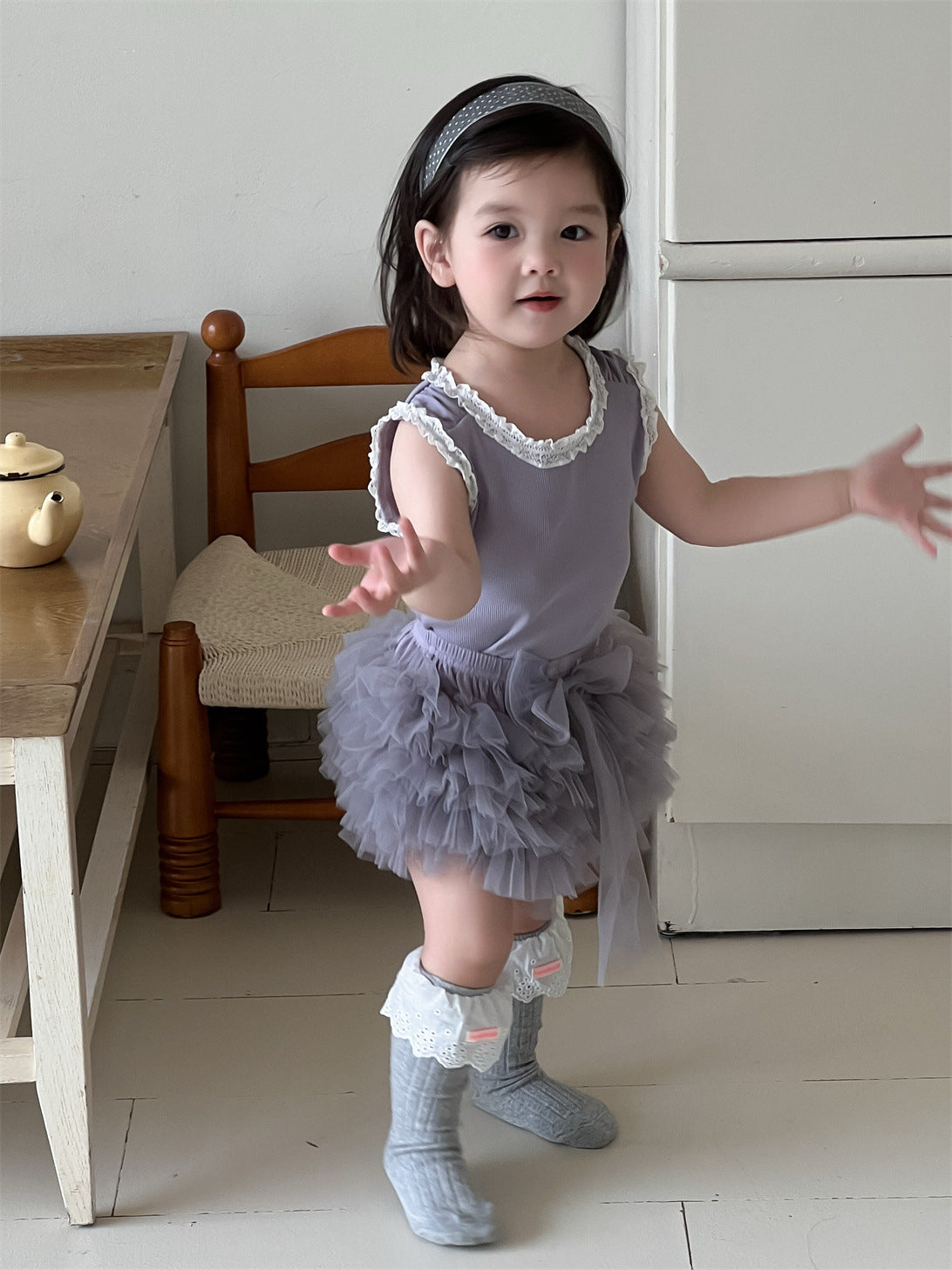 Children's Thin Skirt Clothing Korean Style Lace T-shirt Children's Suit