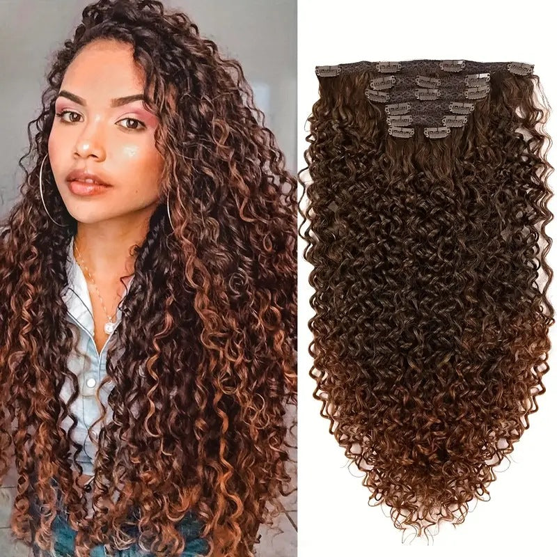 Women's Curler Type Extension Full Head Black Wig