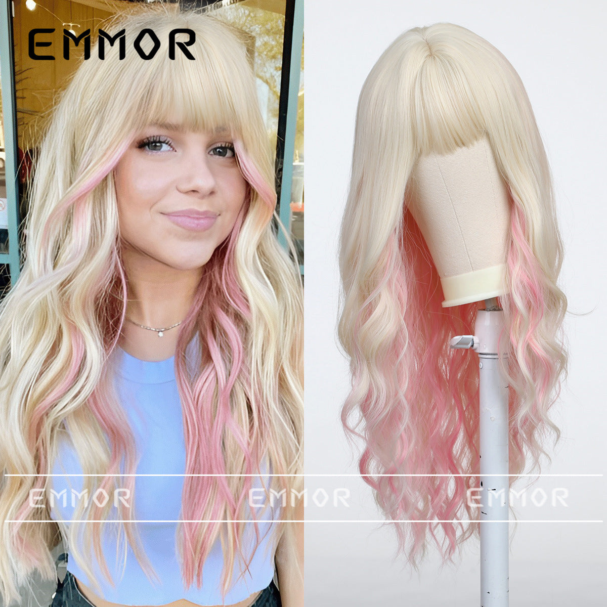 Women's Hair Natural Fluffy Style Multi Fashion Straight Bangs Big Wave Wig Long Curls