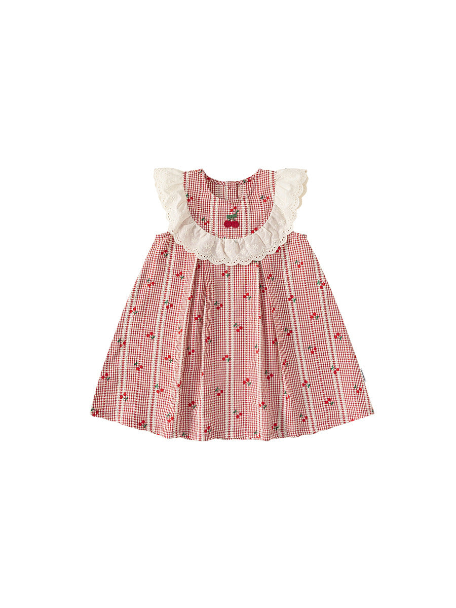 Children's Woven Clothing Female Skirt Stitching Lace Sweet Summer Children's Dress