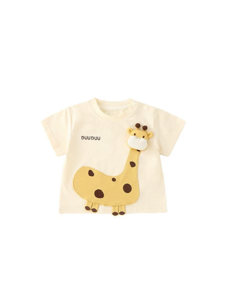 Children's Giraffe Summer Clothing Thin Short-sleeved Shirt Clothes For Babies Children's T-shirt