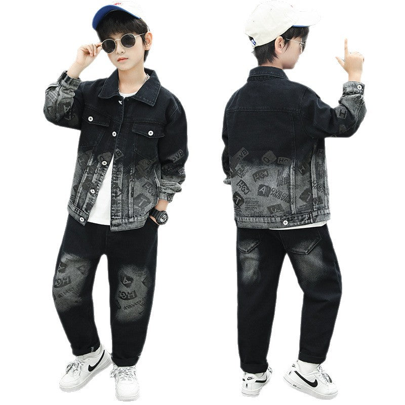 Children's Big Denim Two-piece Handsome Trendy Spring Children's Suit