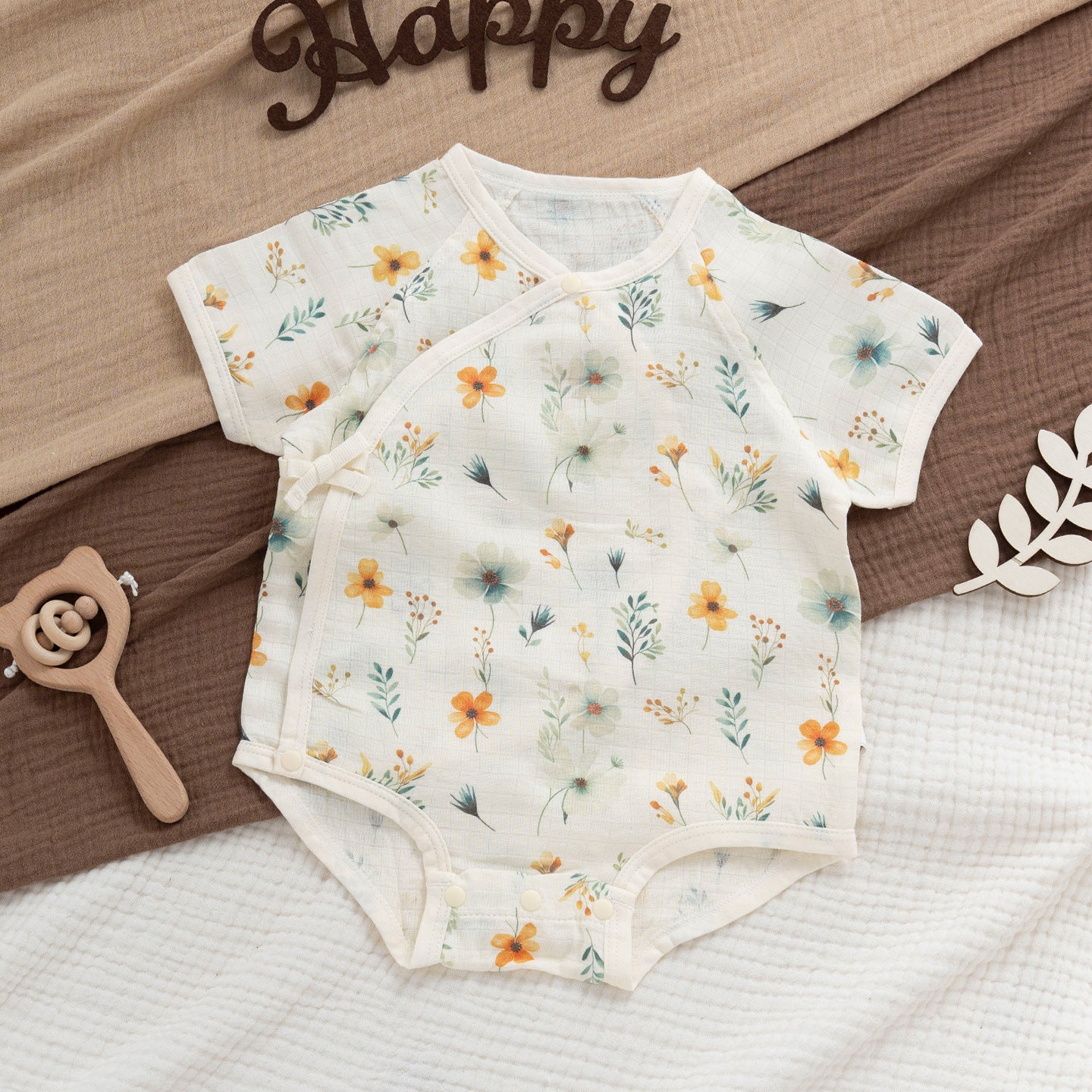 Short Sleeve Cotton Butt Wrap Clothes Months Born Boneless Triangle Jumpsuit, Climbing Suit
