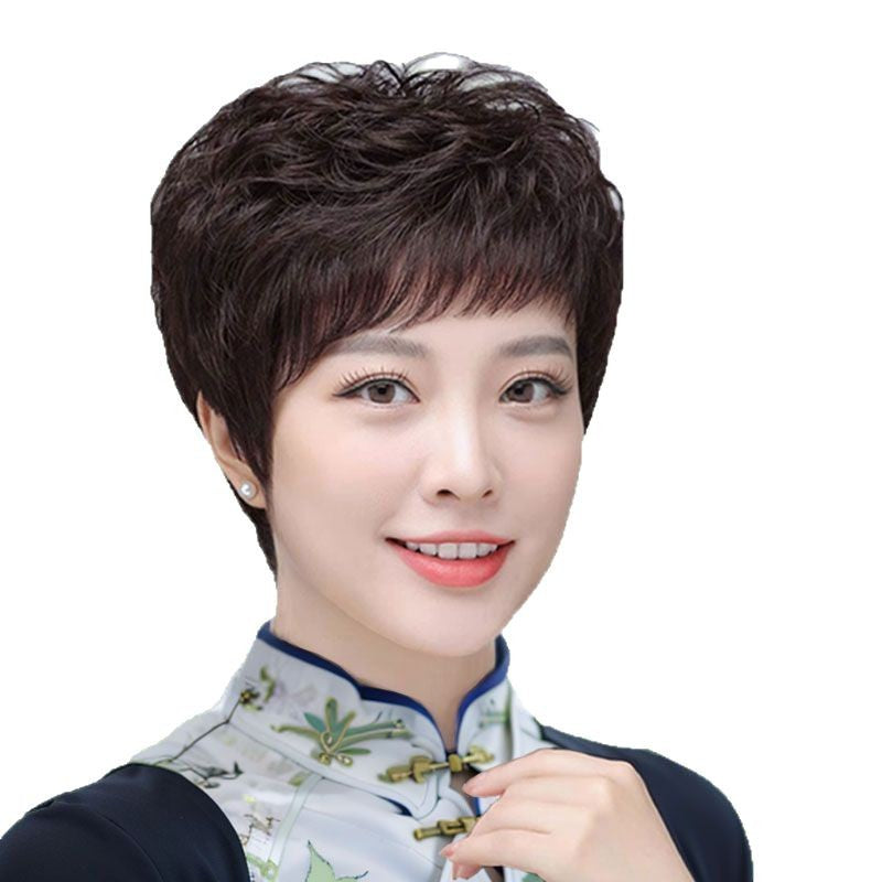 Trendy Creative Female Real Natural Sheath Wig Short Curly Hair