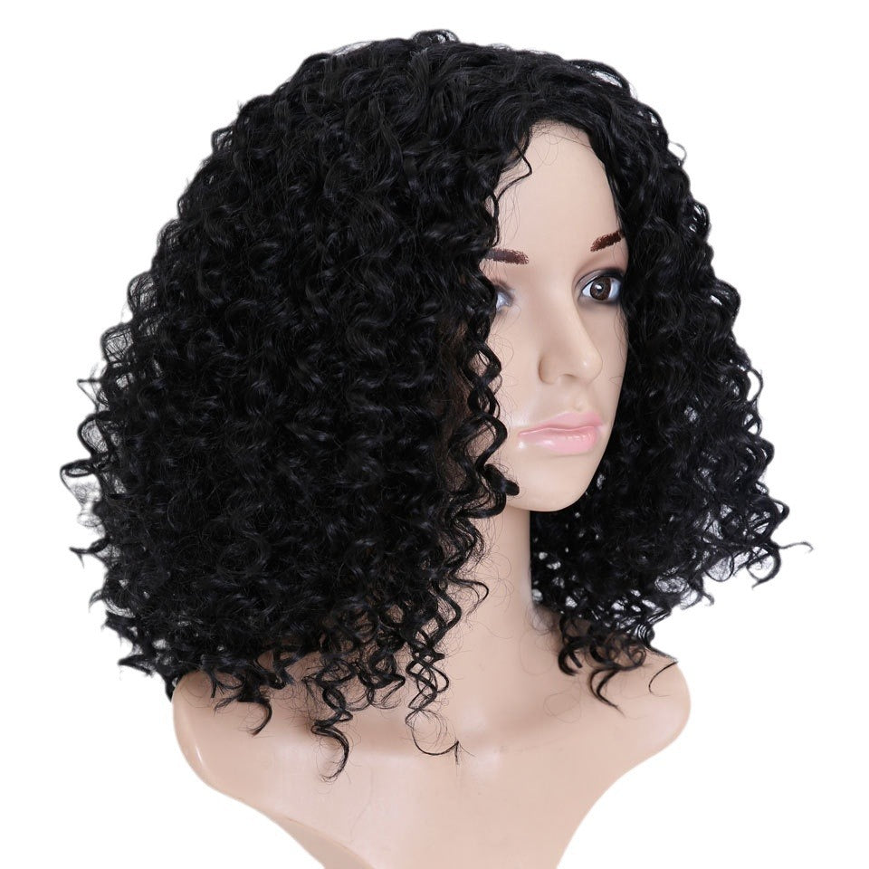 Women's African Wigs With Small Black Afro Wig Short Curly Hair