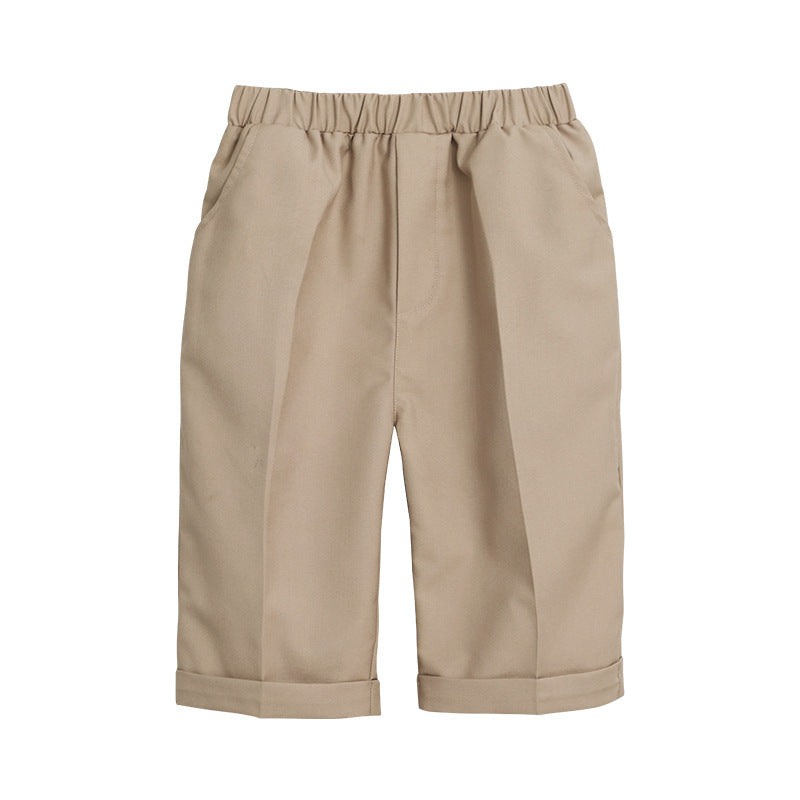 Children's School Uniform Shorts Suit Fifth Elastic Waist Plaid Primary Casual Children's Pants