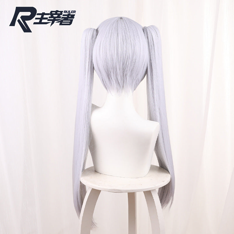 Sier White Tiger Clip Double Ponytail Anime Buried Cos Wig