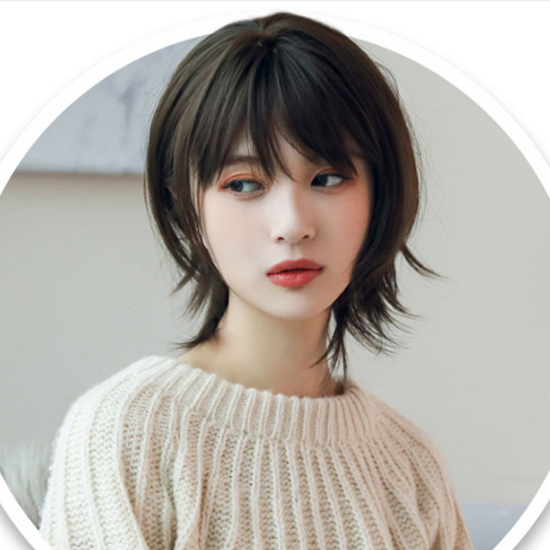 Women's Fashion Handsome Neutral Fiber Head Cover Wig Short Curly Hair