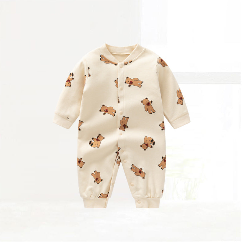 Women's & Men's Autumn Jumpsuit Pure Cotton Boneless Cardigan Romper Jumpsuit, Climbing Suit
