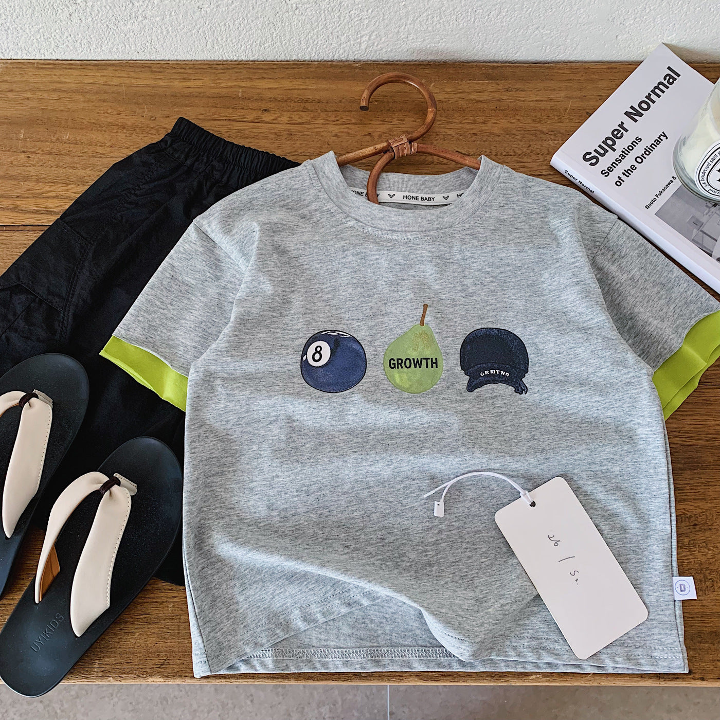 Children's Sleeve Contrast Color Casual Comfortable Pullover Loose Elastic Children's T-shirt