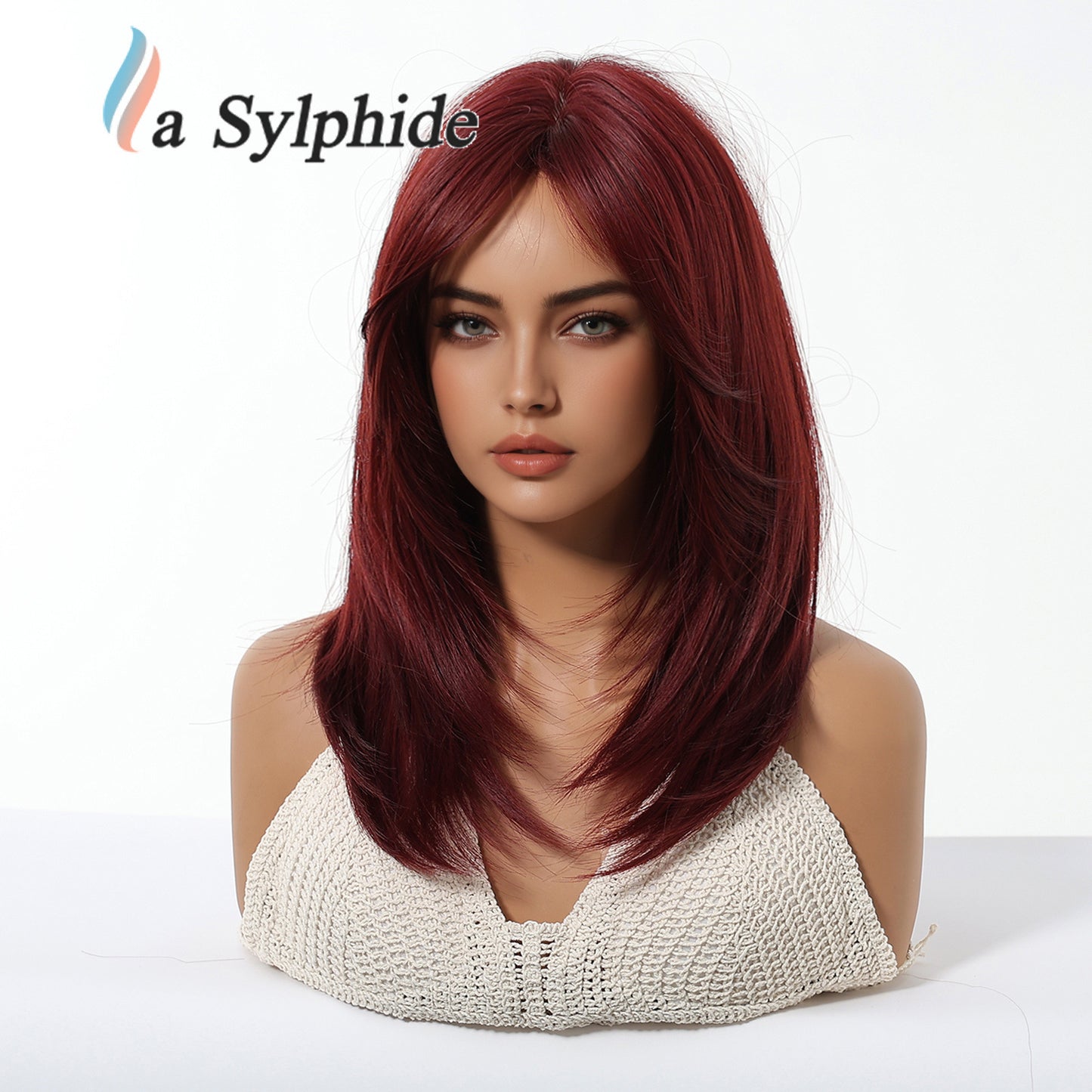 Women's Forehead Age Reduction Collarbone Length Haircut Artificial Human Whole Salt Long Straight Wig
