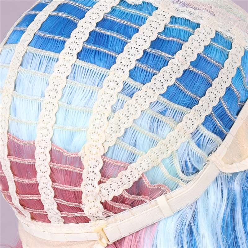 Colorful Rainbow Paris Painting Dyed Female Lolita Wig Long Curls