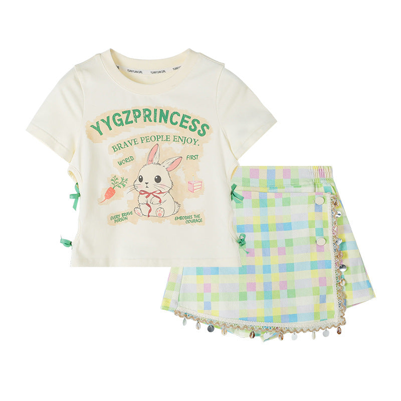 Children's Summer Korean Cartoon Short Sleeve T-shirt Children's Suit