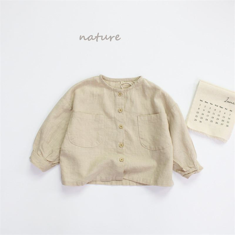 Children's Color Cardigan Spring Korean Style Tone Long Sleeve Thin Tops Children's Shirt