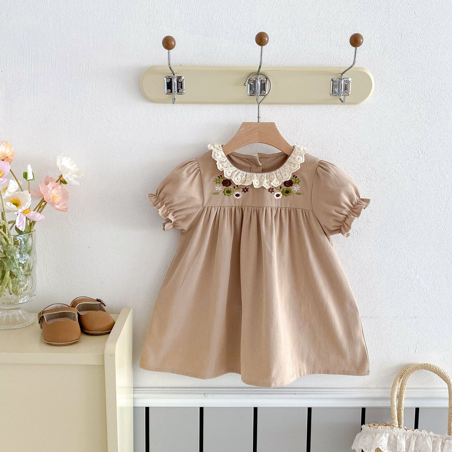 Children's Korean Style Lace Collar Embroidered Little Children's Dress