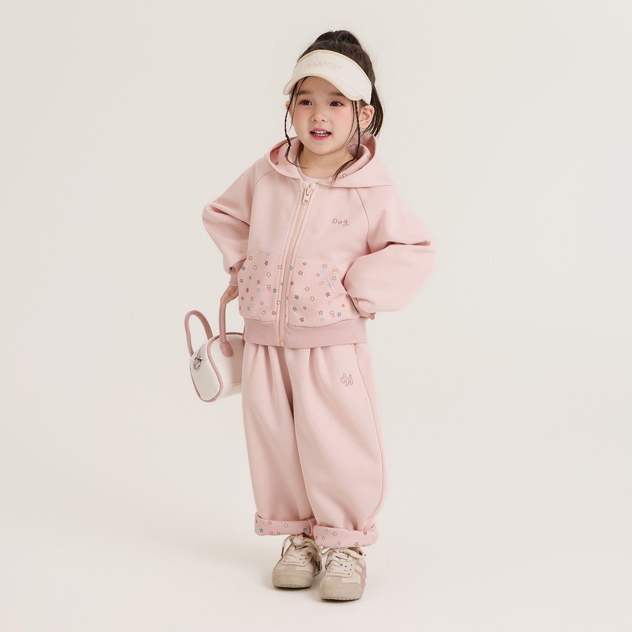 Small Roll Spring Printed Hooded Coat Cardigan Casual Children's Suit