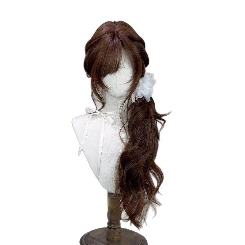 Early Style Chocolate Brown Curly Hair Gentle Sweet Wig Long Curls