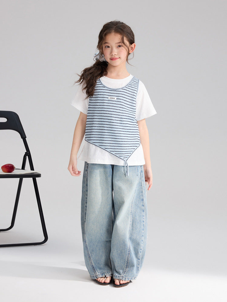 Women's & Children's Pudding Summer Wear Trousers Jeans Straight Children's Pants