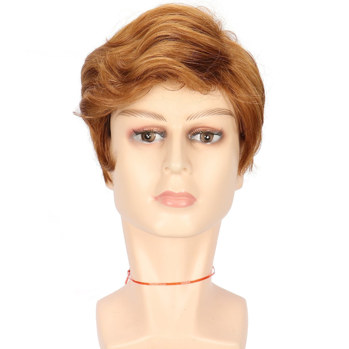 Men's Partial Brown Gold Mixed Color Short Men's Wig
