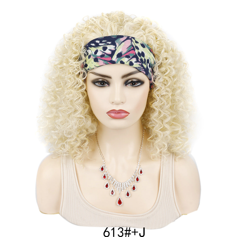 Graceful Ice Silk Band Headband Sheath Wig Short Curly Hair