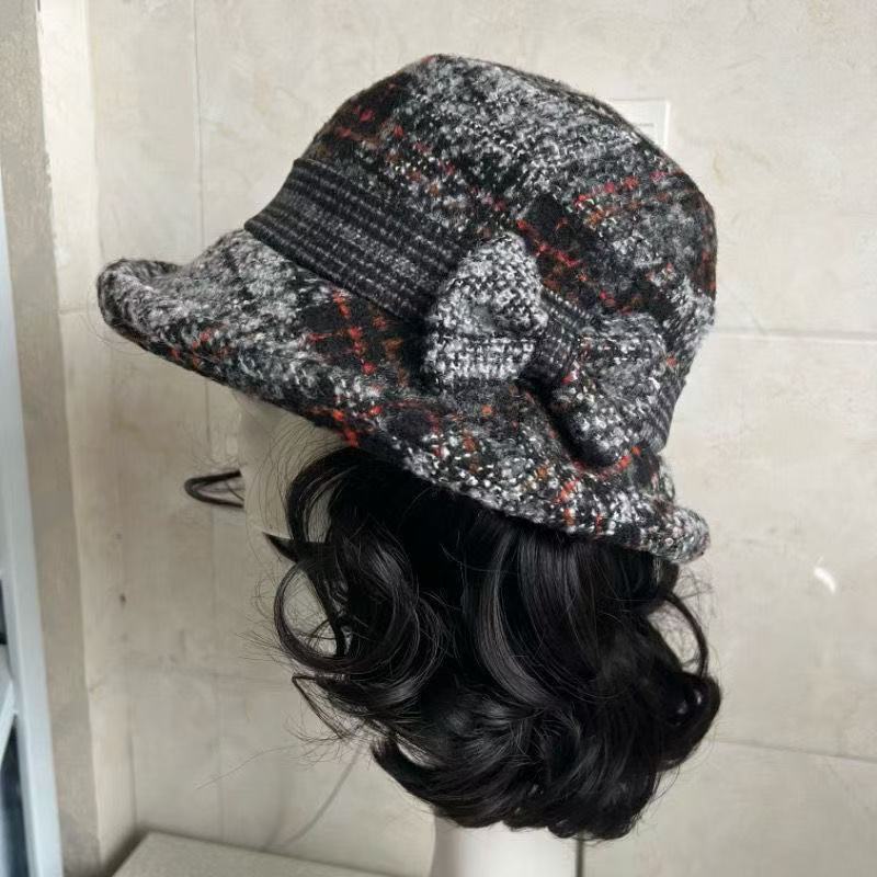 Fashion Hat Integrated Bucket Mother Top Warm Head Wig Short Curly Hair