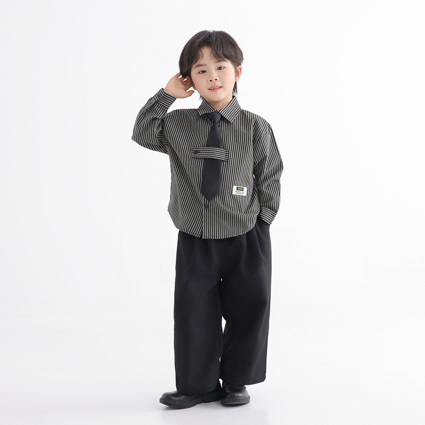 Suit Two Pieces Spring Leisure Pu Boy Model Catwalk Performance Children's Shirt