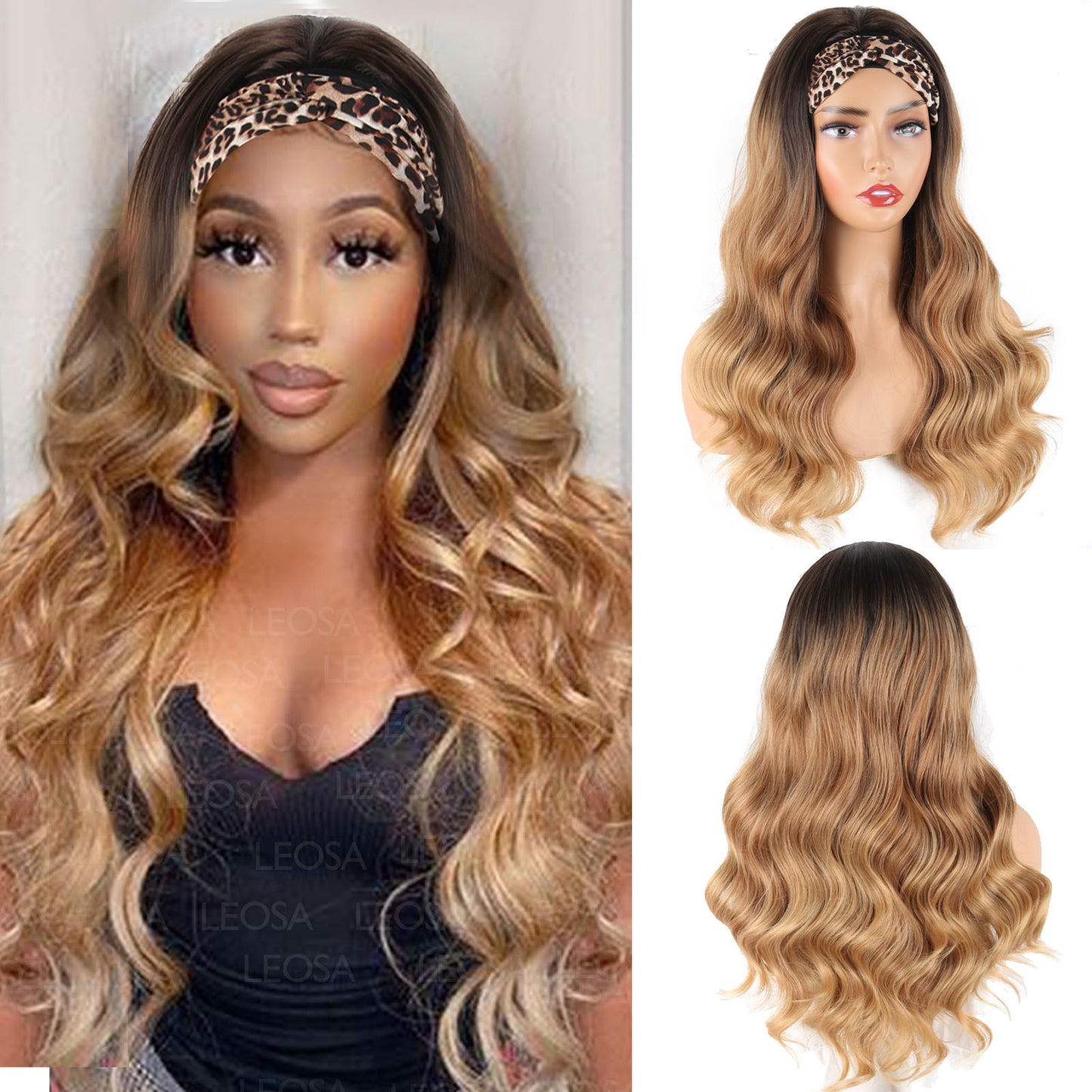 Women's Long Ice Ribbon Headgear Fiber Wig Short Curly Hair