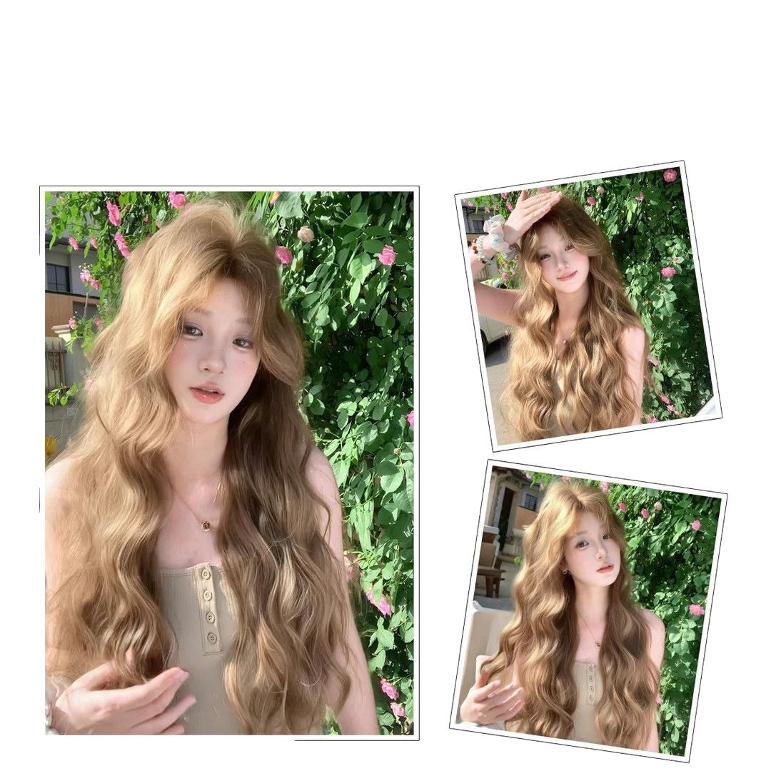 Women's Mid-length Lazy Curly Egg Roll Natural Simulation Water Ripple Head Wig Long Curls