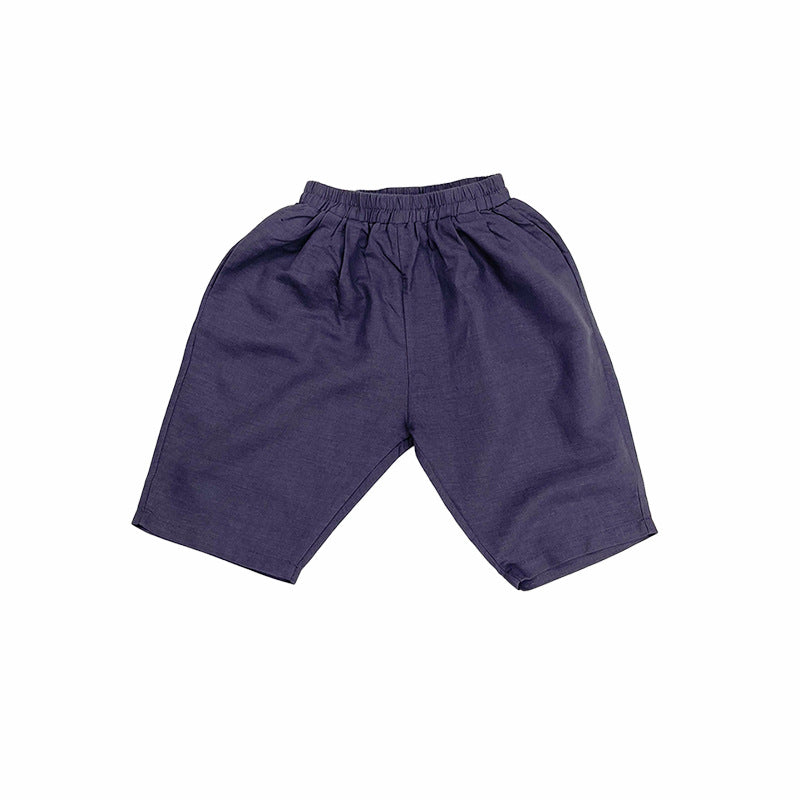 Children's Linen Middle Cropped Summer Korean Style Boys Baggy High Children's Pants