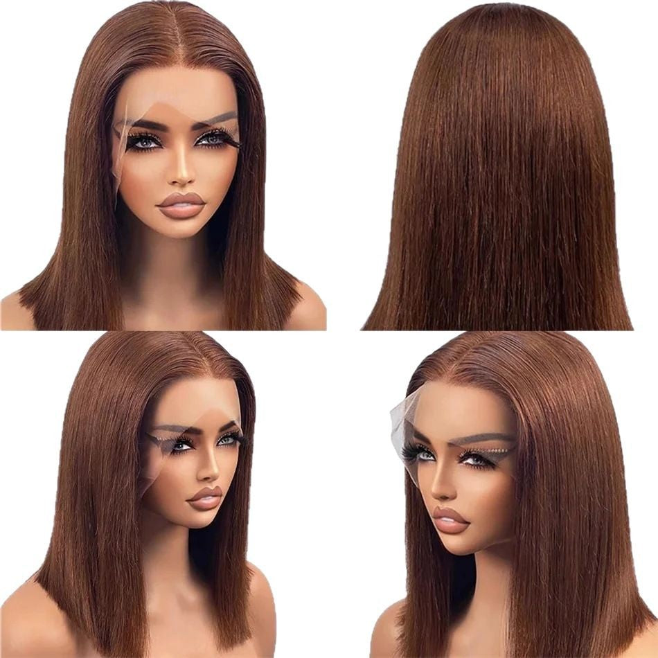 Durable Straight Bob Brazilian Human Brown Real Hair Wig